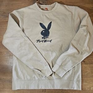 Playboy Club Tokyo Ace of Spades Crewneck Sweatshirt Size Small Tan